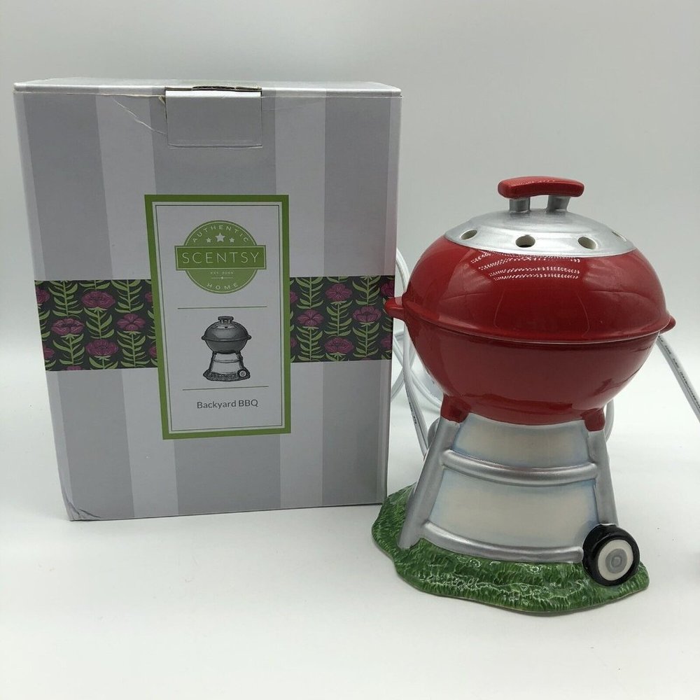 Scentsy Backyard BBQ Red Grill Element Electric Wax Warmer Retired With Box
